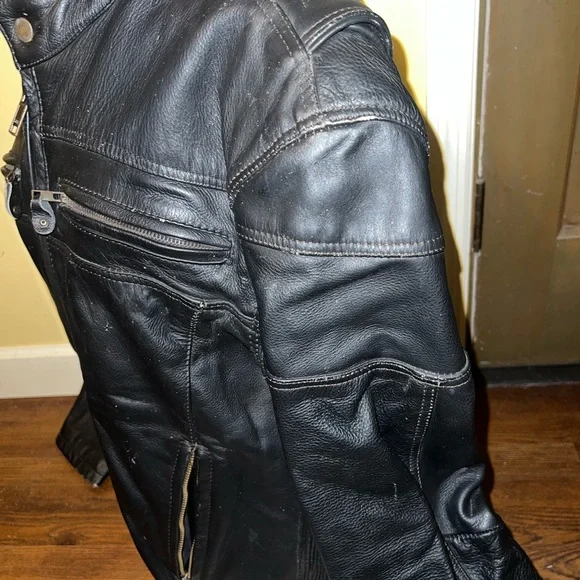 Vintage Zony Inc Heavy Duty Genuine Leather Motorcycle Jacket Size M - Picture 6 of 15
